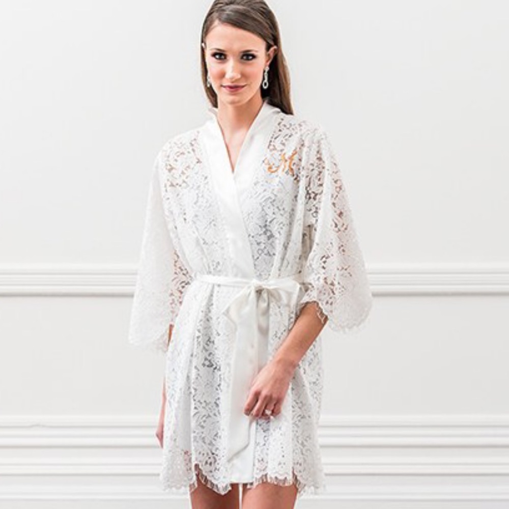 Lace Chino Robe in Ivory